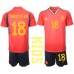 Spanien Jordi Alba #18 Barnkläder Hemma matchtröja till baby VM 2022 Kortärmad (+ Korta byxor) Billigt